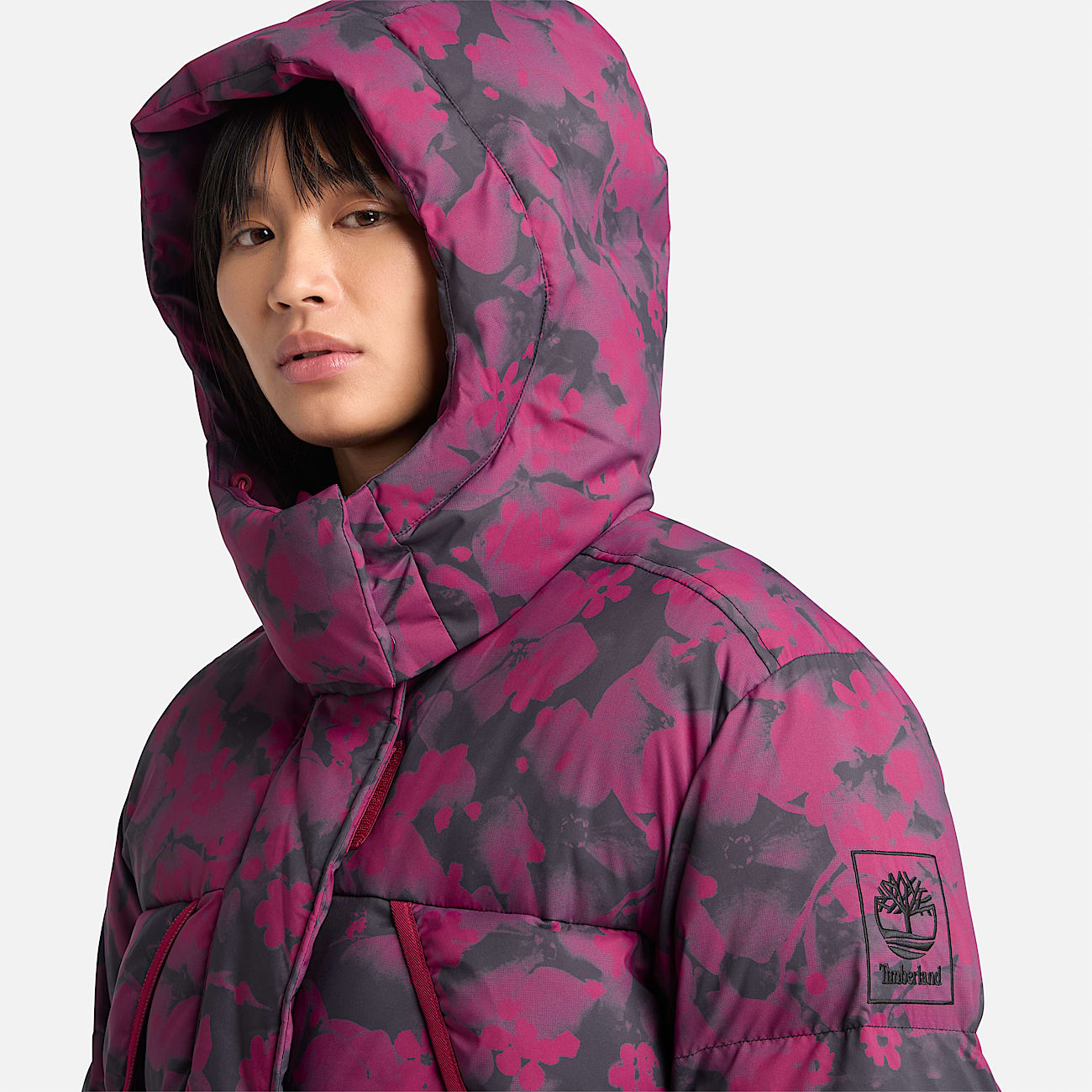 Dark pink puffer jacket shop