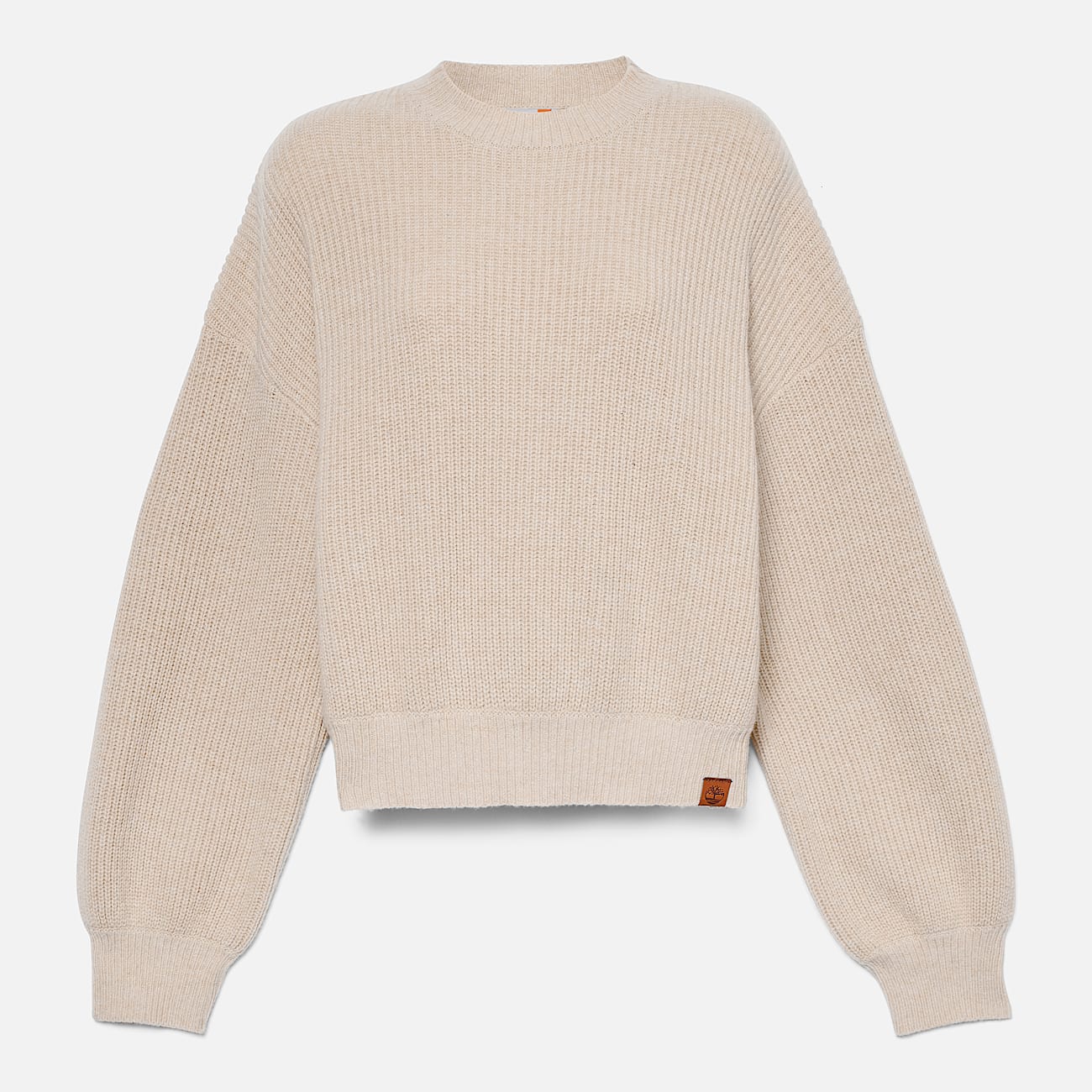 Trui met ronde hals van wolmix voor dames in beige