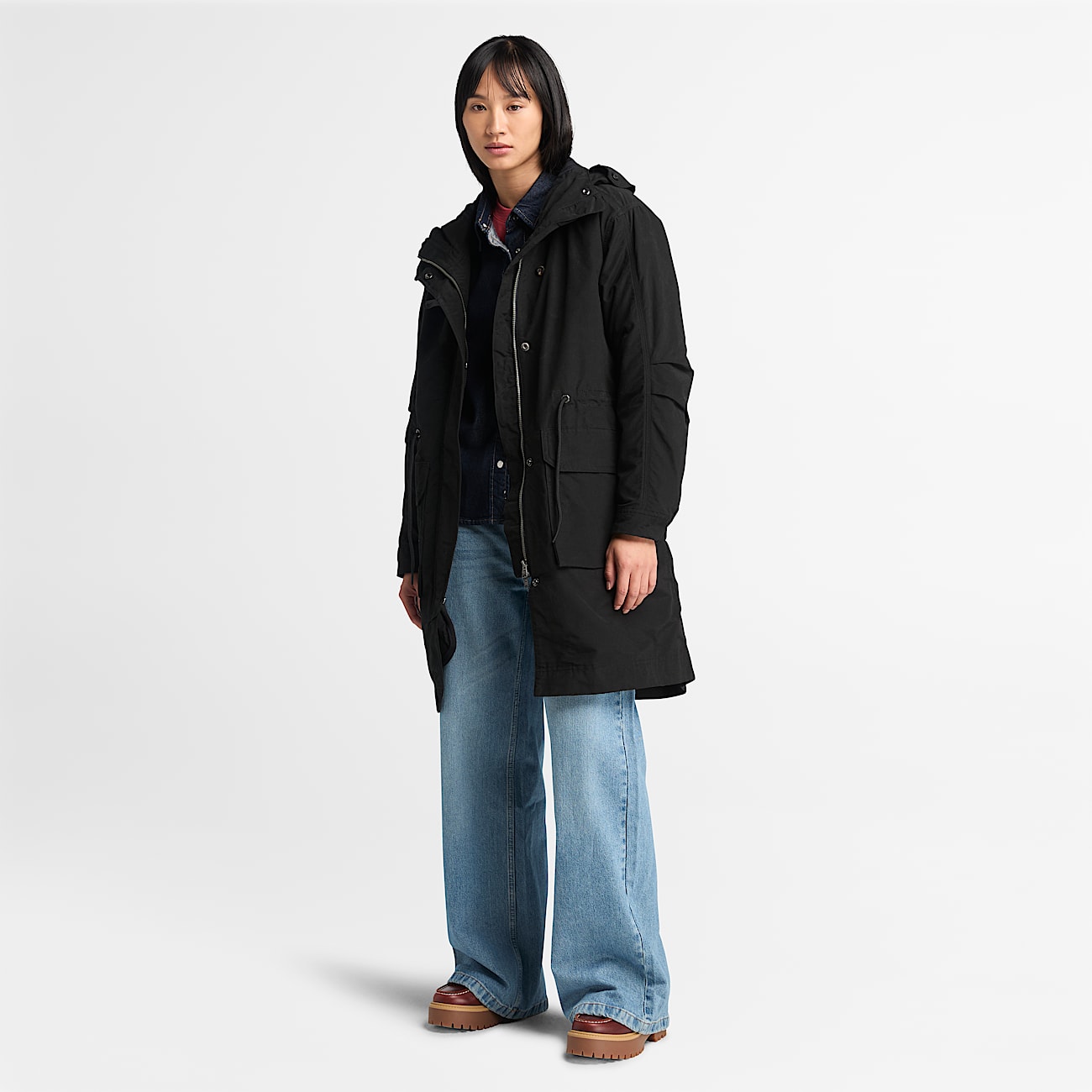 Leichter isolierter 2 in 1 City Parka fur Damen in Schwarz