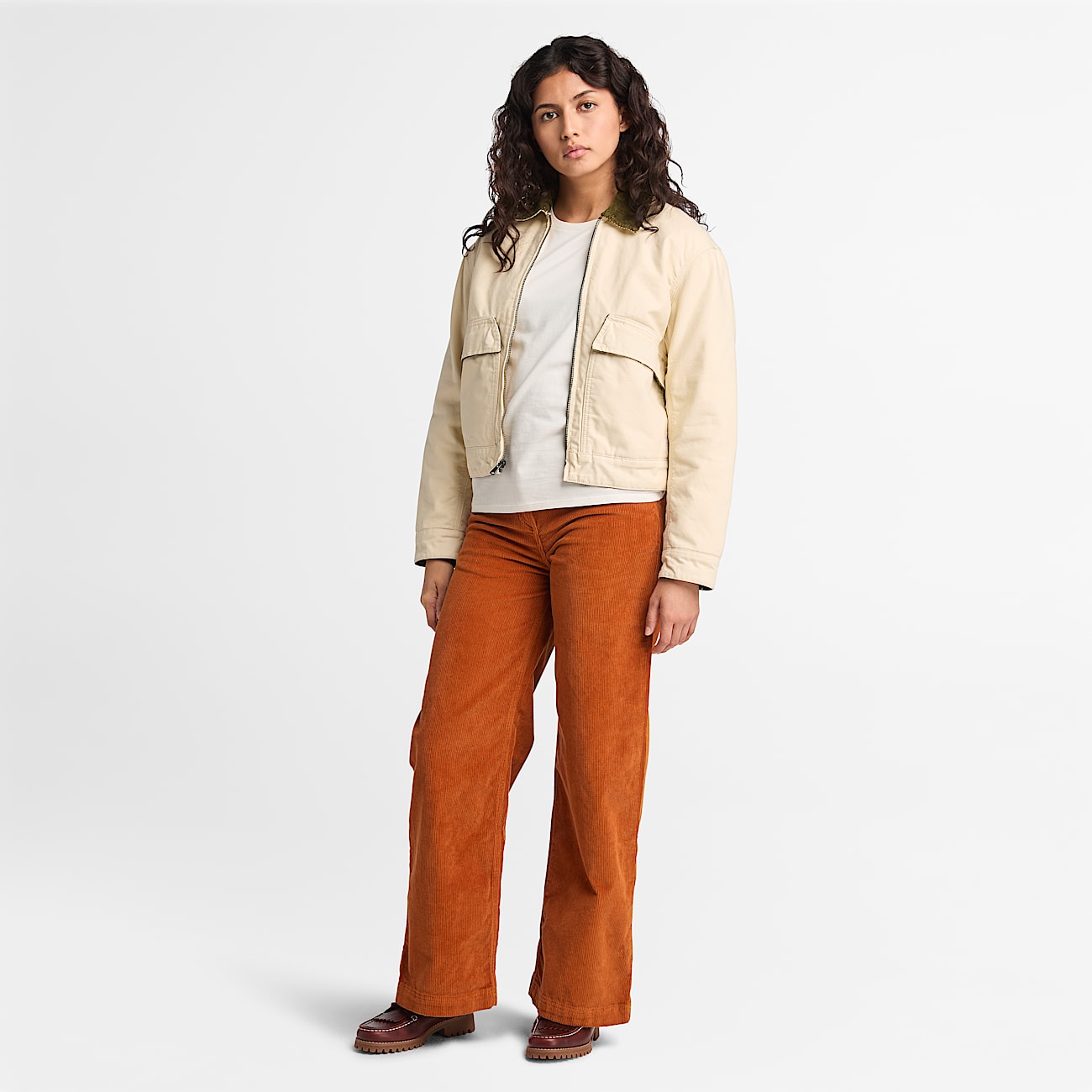 Corduroy Wide Leg Pant for Women in Orange