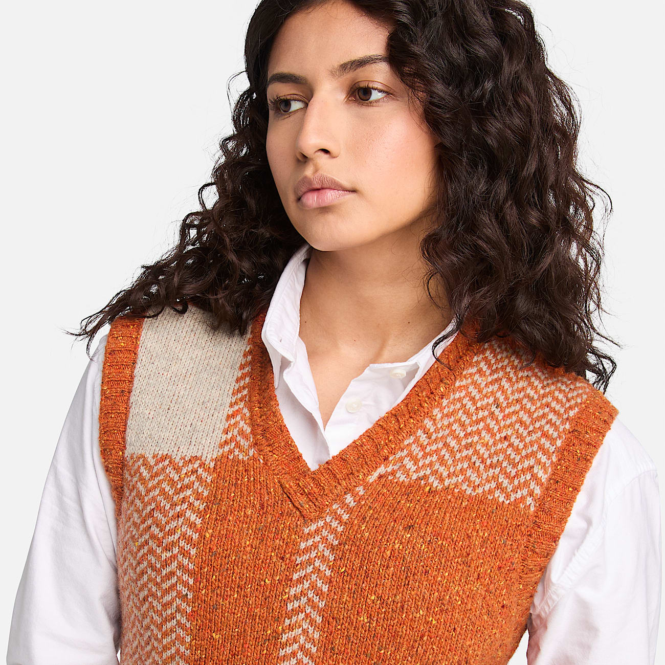 Veste sans manches en laine melangee pour femme en orange