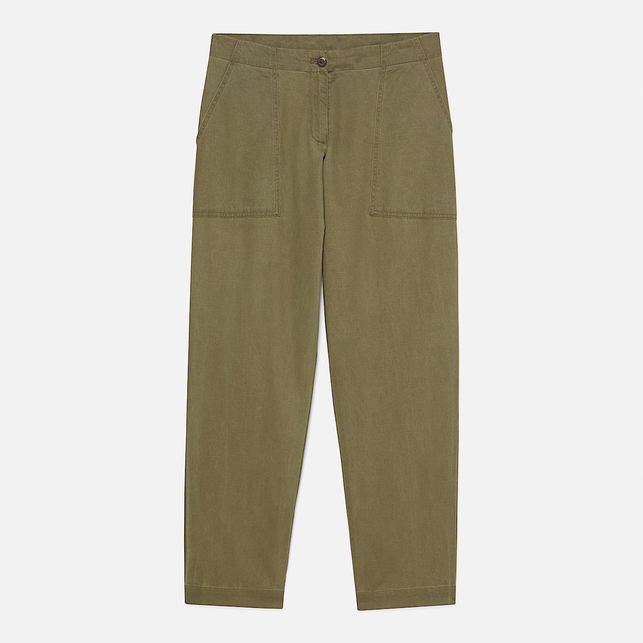 Linen Utility Fatigue Trouser for Women in Green