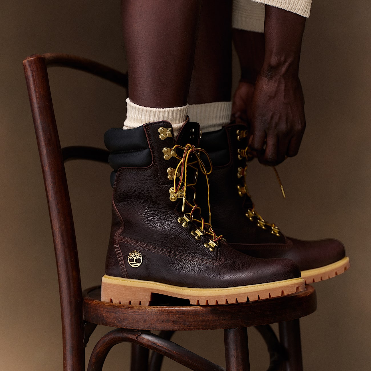 Timberland Premium Espresso Tall Lace Up Waterproof Boot for Men in Dark Brown Black