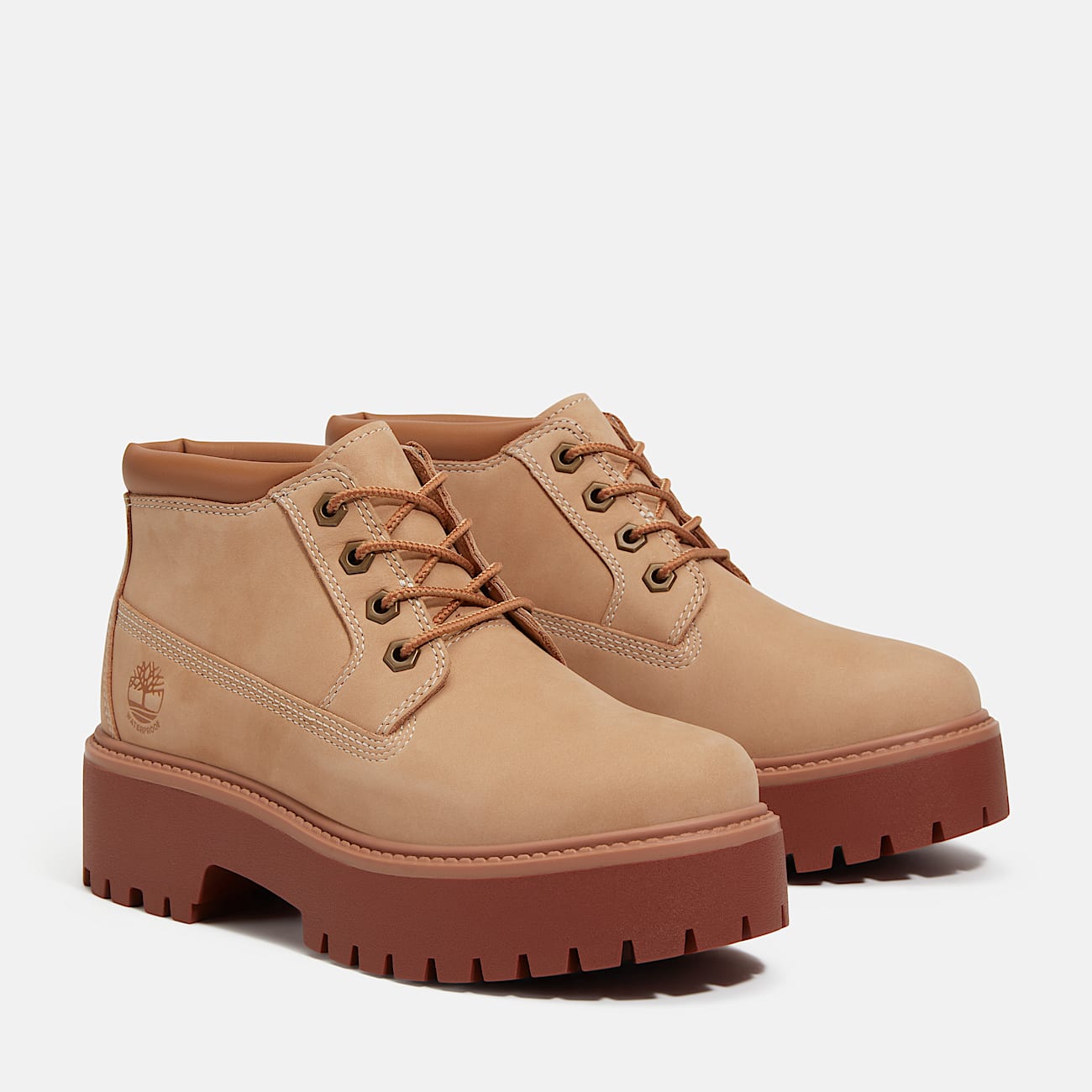 Wasserdichter halbhoher Stone Street Boot zum Schnuren fur Damen in Beige