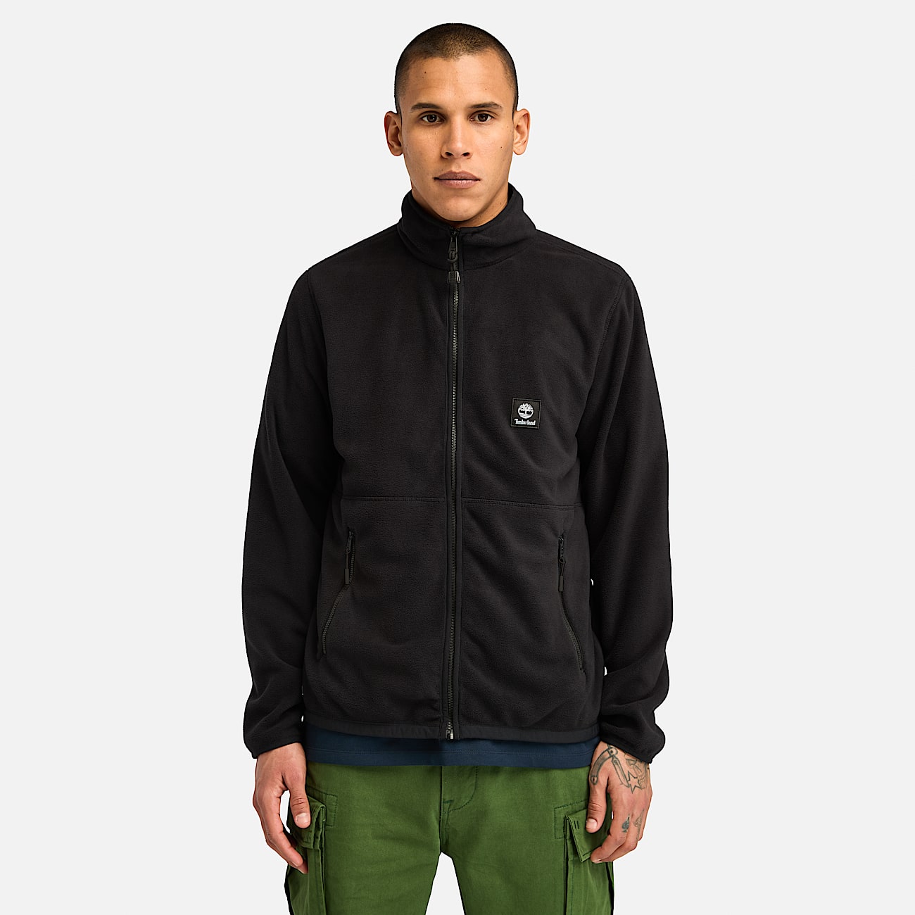 Full Zip Polar Fleece for Men in Black