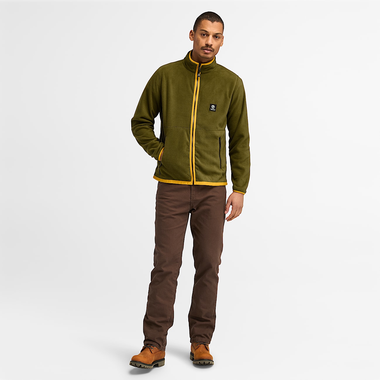 Pile con Zip Intera da Uomo in verde