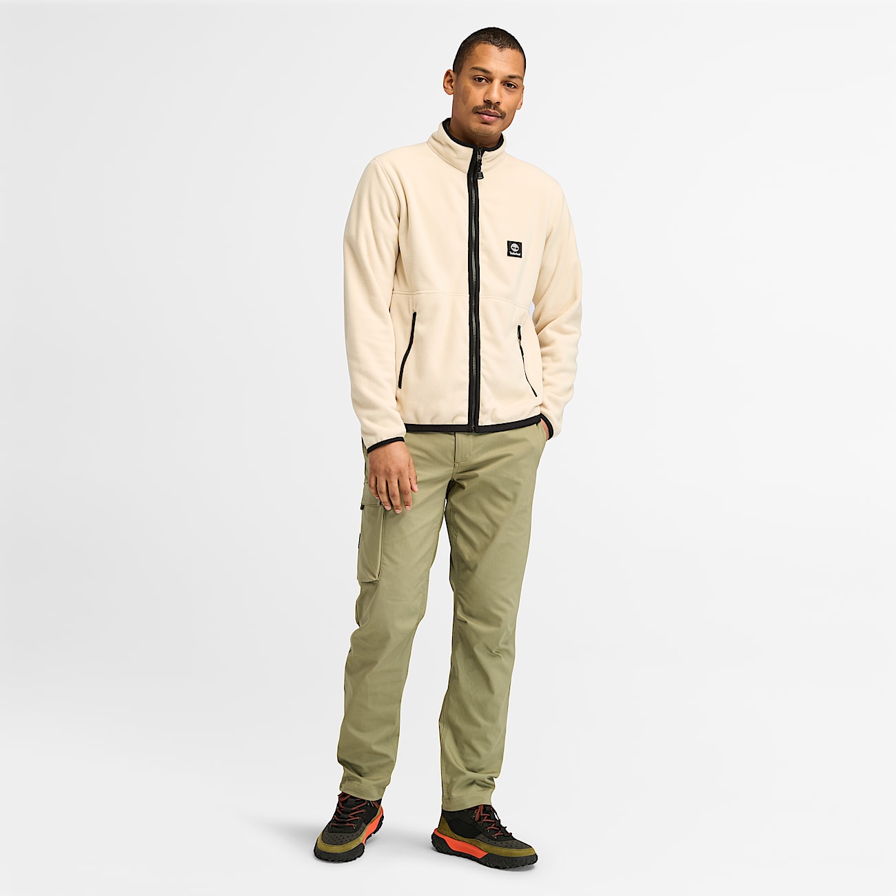 Full Zip Polar Fleece for Men in Beige