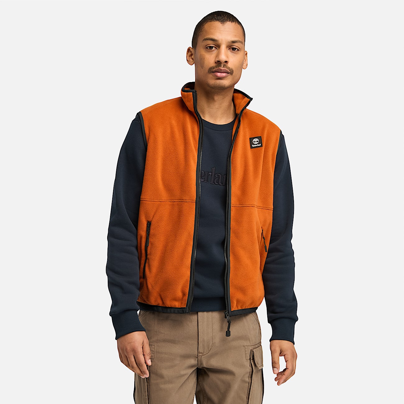 Polar Fleece Gilet Vest for Men in Orange