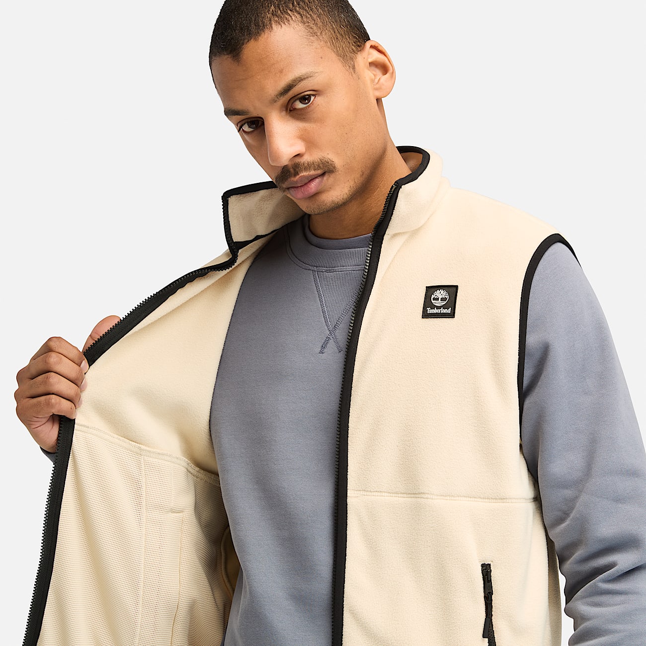 Doudoune sans manches en polaire pour homme en beige