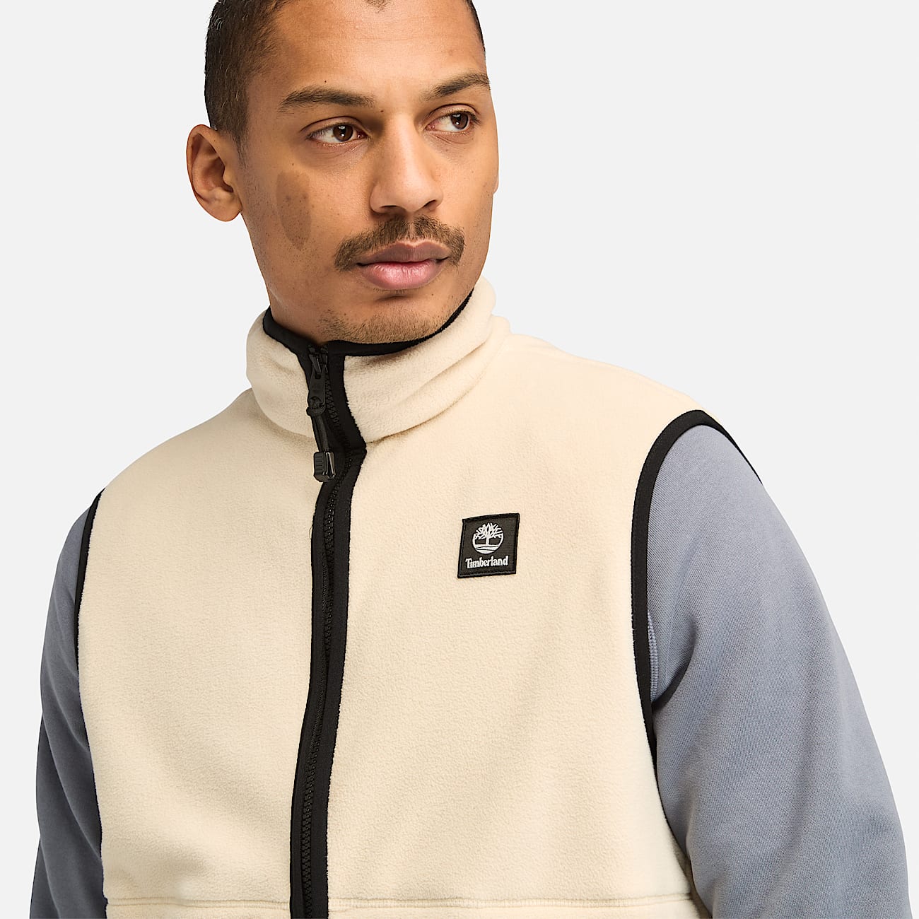Polar Fleece Gilet Vest for Men in Beige