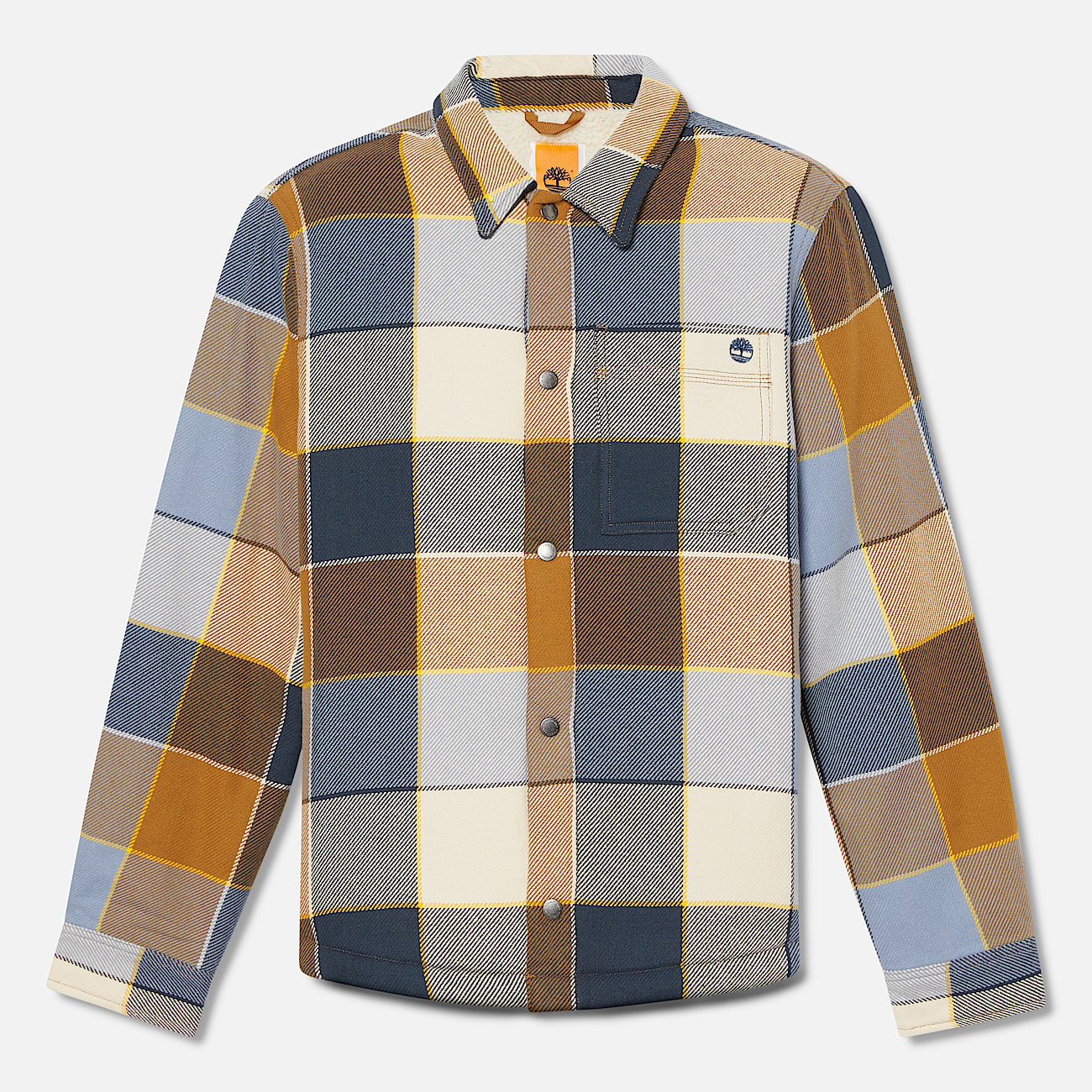 Fleece-lined Plaid Overshirt for Men in Yellow/Blue