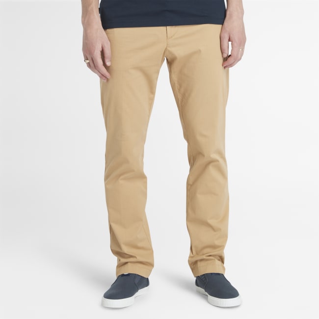 Stretch Twill Chinos for Men in Light Brown