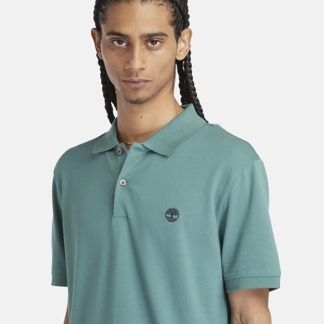 Merrymeeting River Stretch Polo Shirt for Men in Teal