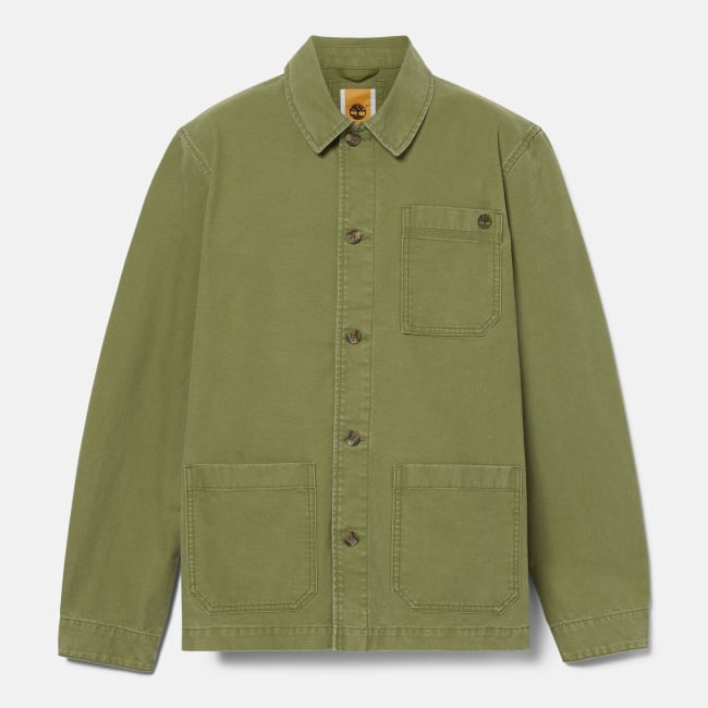 Washed Canvas Chore Jacket for Men in Green