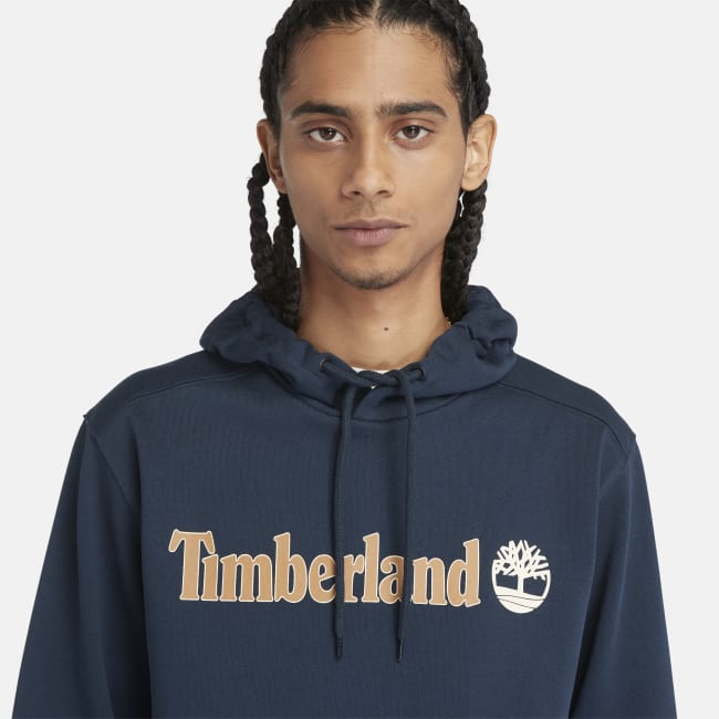 Linear Logo Hoodie for Men in Navy