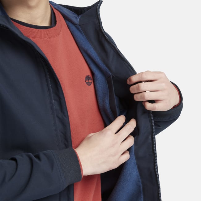 Water Resistant Fleece-Lined Bomber Jacket for Men in Dark Blue