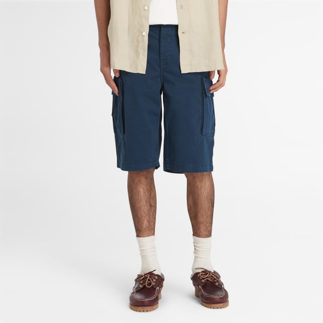 Twill Cargo Shorts for Men in Navy