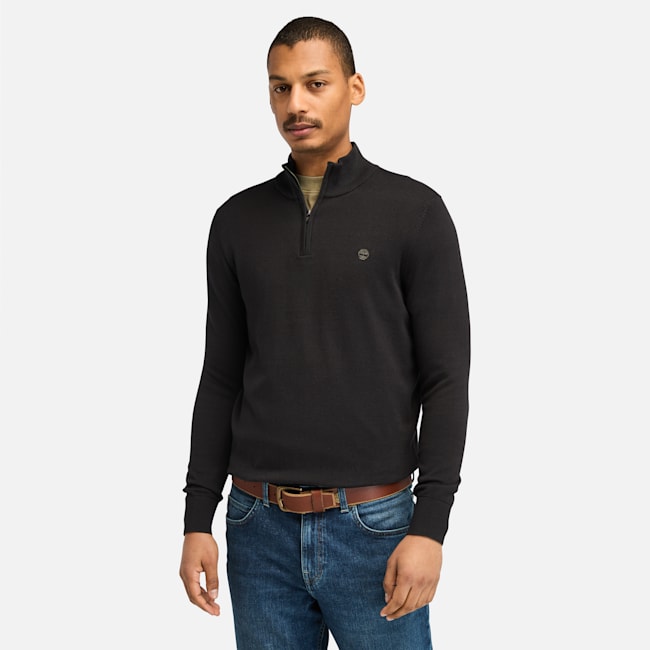 Williams River Quarter Zip Jumper For Men In Black 7823