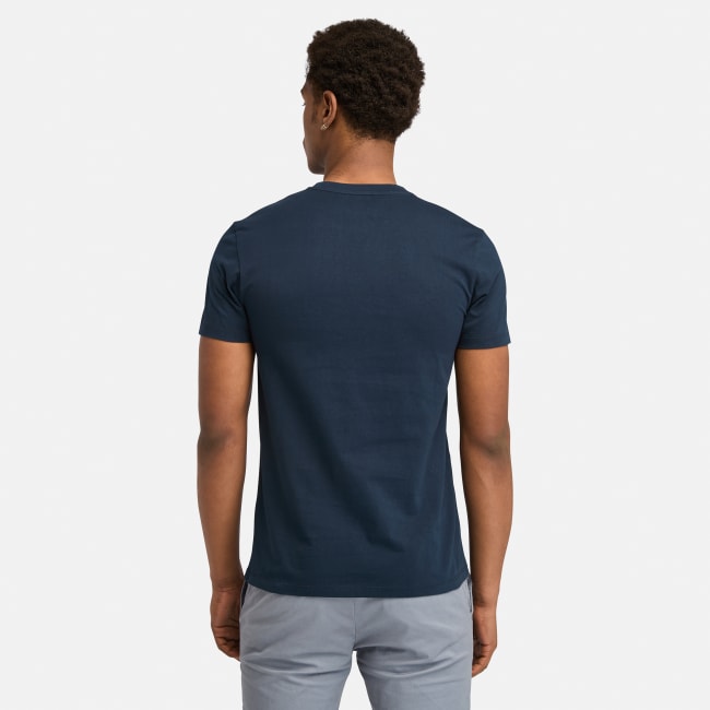 Oyster River Chest Logo Short Sleeve T-Shirt (Slim) for Men in Dark Blue