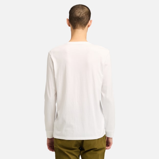 Oyster River Logo LS T-Shirt for Men in White